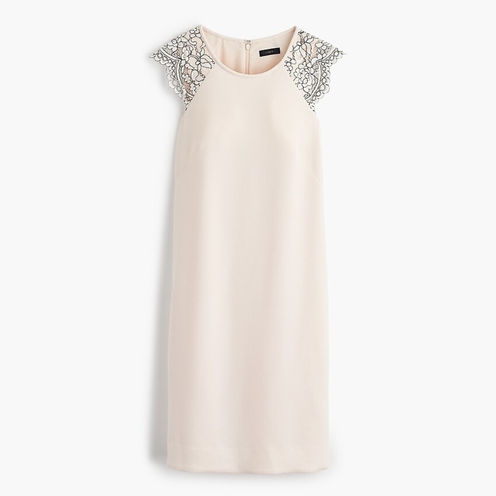 J. Crew Lace Cap‎ Sleeve Pocket Ivory Shift Dress 6